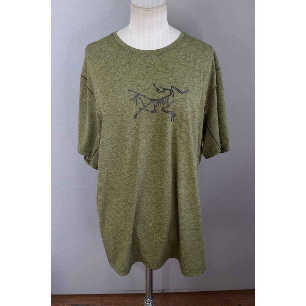 Arcteryx Cormac Logo T-Shirt Large Green Mens Short Sleeve FLAWS Large Logo